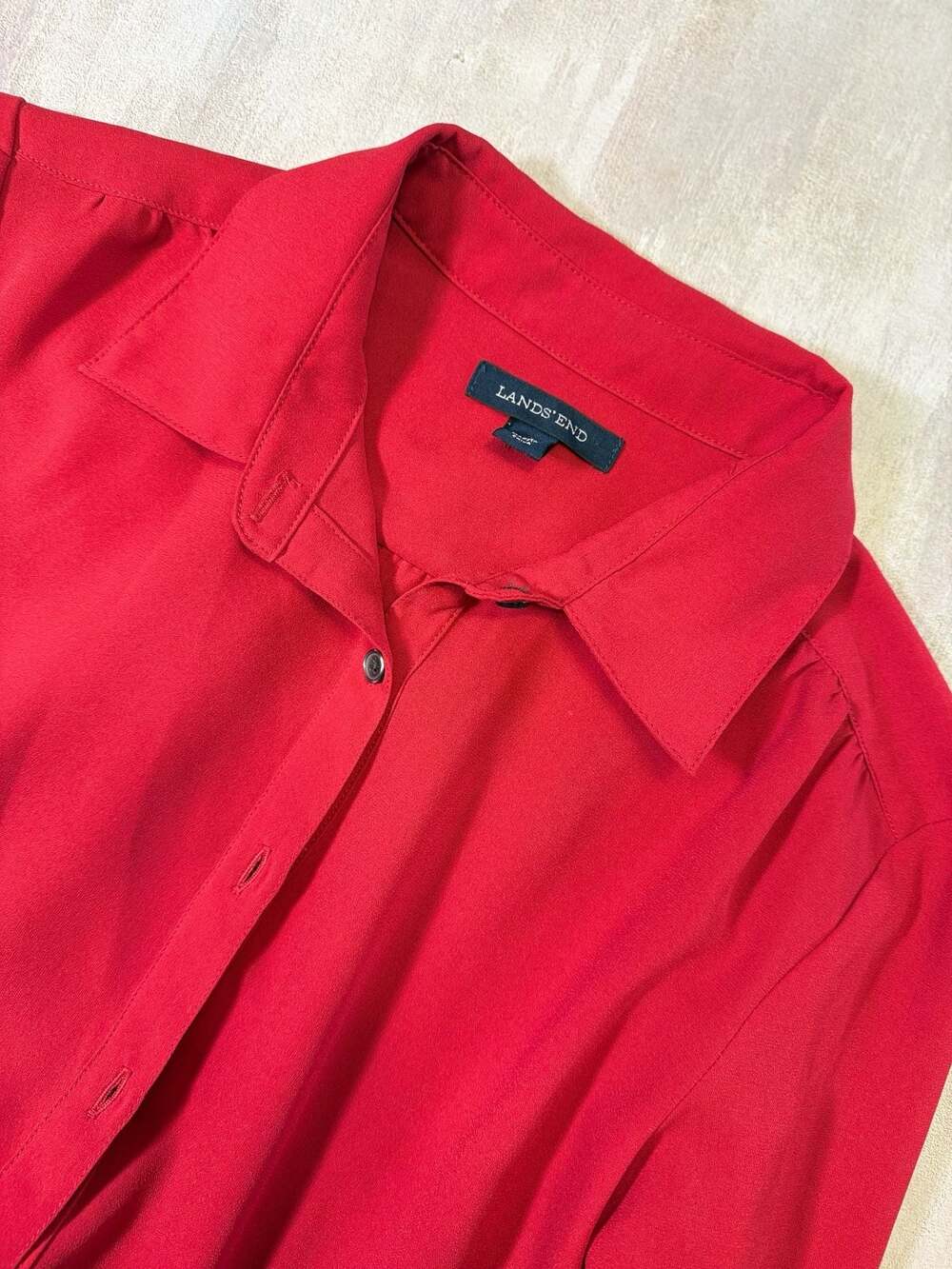 Lands' End Red Long Sleeve Button‎ Down Shirt Size 4